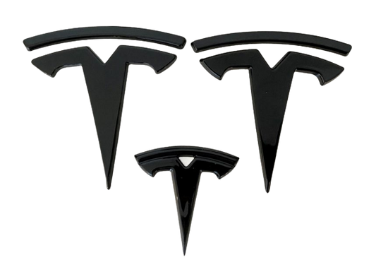 Logo, Emblem, Tesla Model 3, Mat, Sort, 3 stk